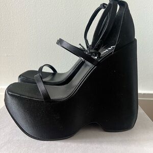Black Versace Triplatform 160mm Satin Sandal
